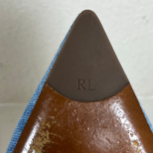 Ralph Lauren Purple Label Cecilia Bleached Denim Pump 4” Heel - size 41B - Picture 10 of 12